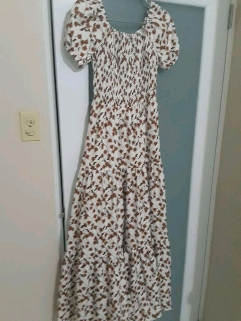 Women’s Brown Floral Off-Shoulder Maxi Dress - Picture 2 of 3